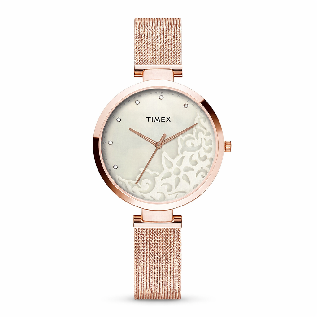 Timex TW000X220 women's analog formal watch with silver dial