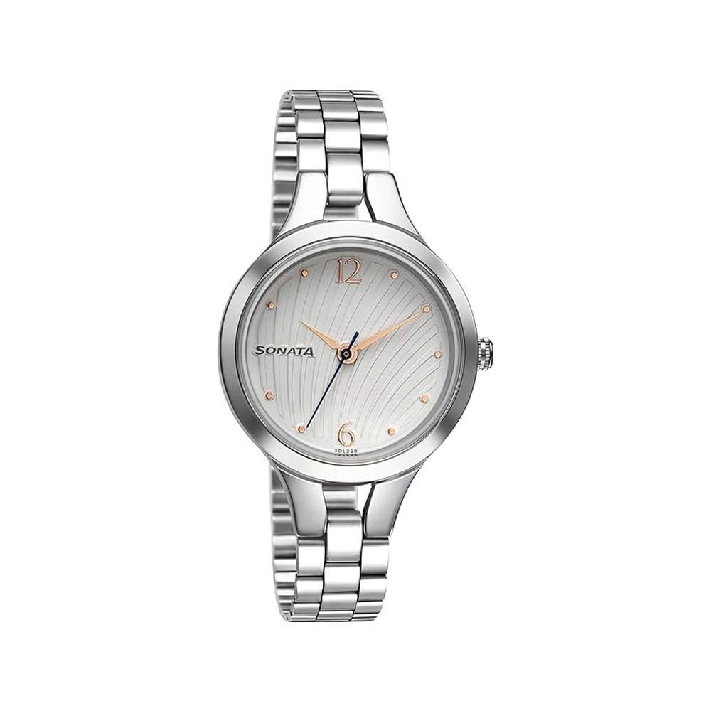 Sonata Workwear NT8151SM05 women's analog formal watch with white dial
