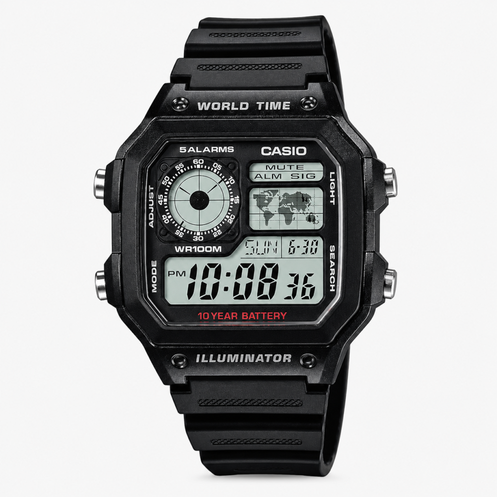 Casio AE-1200WH-1AVDF D097 Youth Series digital men's watch with black resin strap